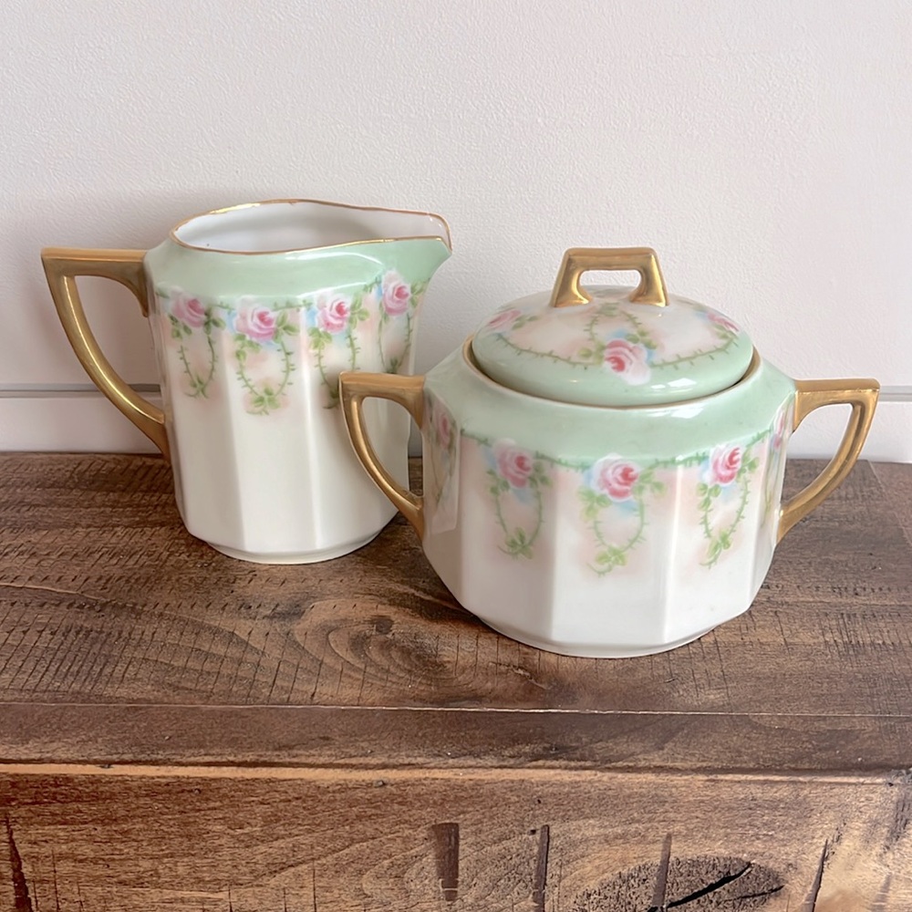 Victorian Sugar Bowl and Creamer